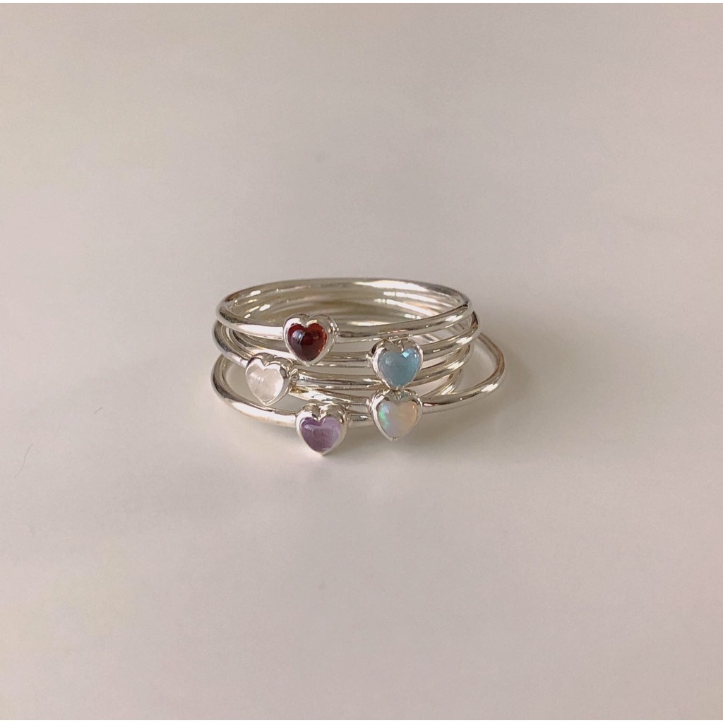 Winterwinter Jewelry Silver925 : เครื่องประดับเงินแท้ แหวนตัวเรือนเรียบ แหวนทรงหัวใจเล็ก
