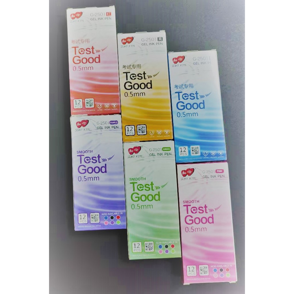 Zhi Xin Test Good G-2501 ปากกาเจลสีแดงสีฟ้าสีดํา 0.5 มม. 1 กล่อง(12 ชิ้น)