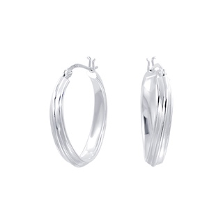 SILVER THAI  5mm x 32mm Oval twist hoop earrings silverต่างหูแบบห่วงเป็นรูปวงรีสวยแบบเรียบง่ายใส่ได้ทุกโอกาสจ้า