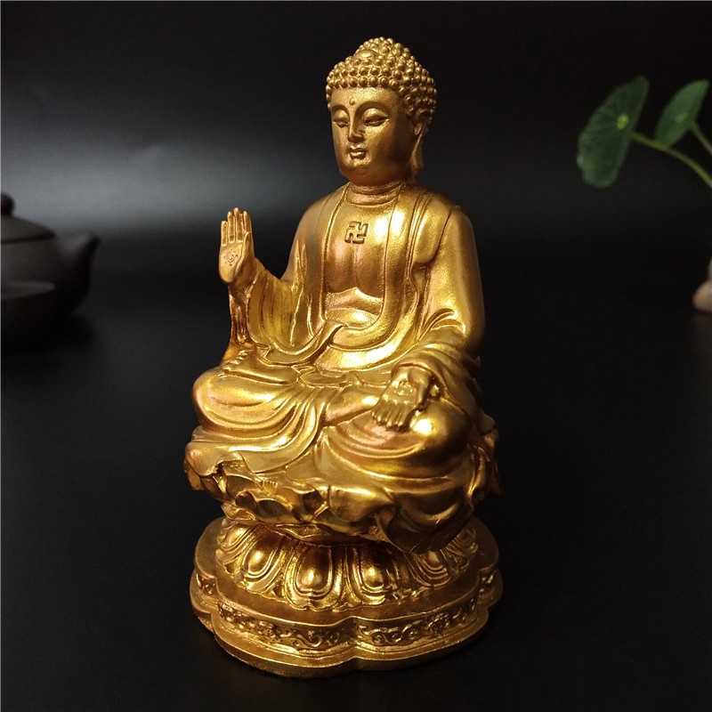﹍¤Golden Chinese Feng Shui Buddha Statue Handmade Resin Crafts Meditation Buddha Sculpture Figurines Home Decoration Sta