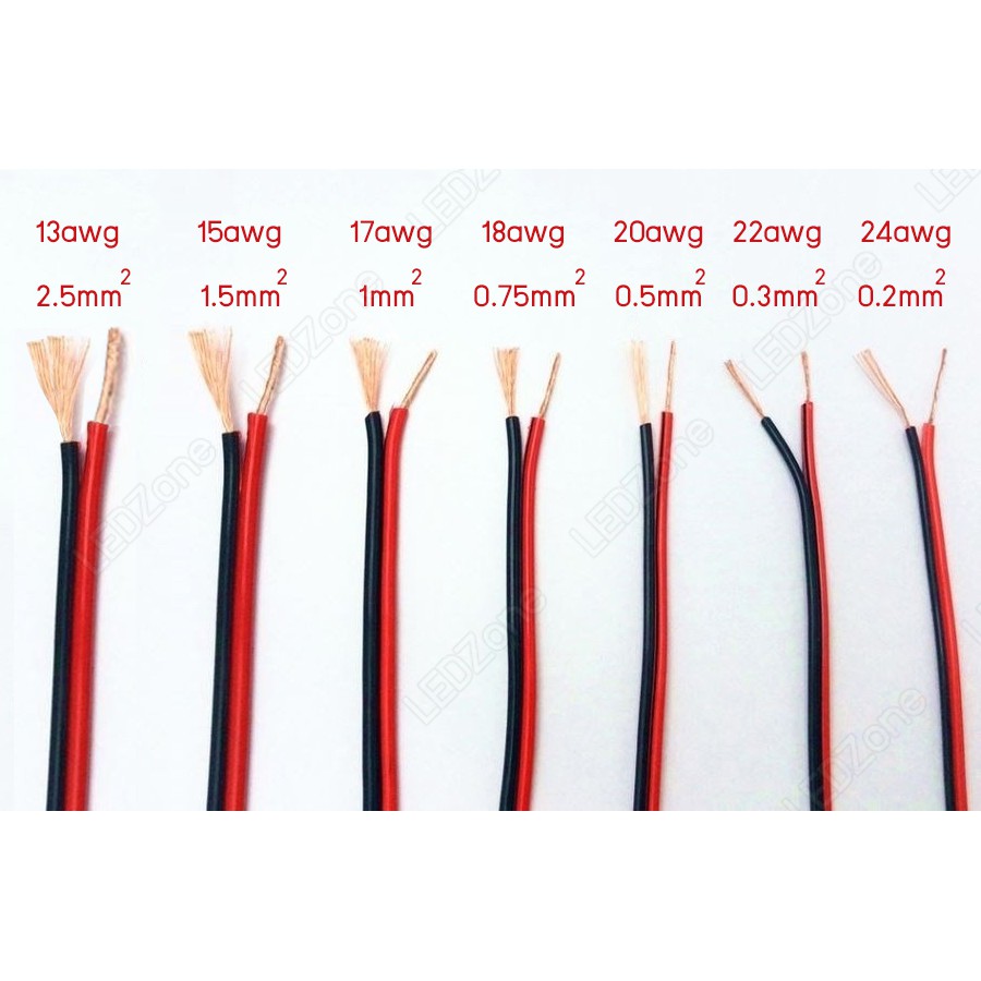 สายไฟ คู่ ใส แดงดำ ดำแดง 28 26 24 22 20 18 awg ทองแดงแท้ wire cable neon flex นีออนเฟลก ออกใบกำกับภาษี vat ได้