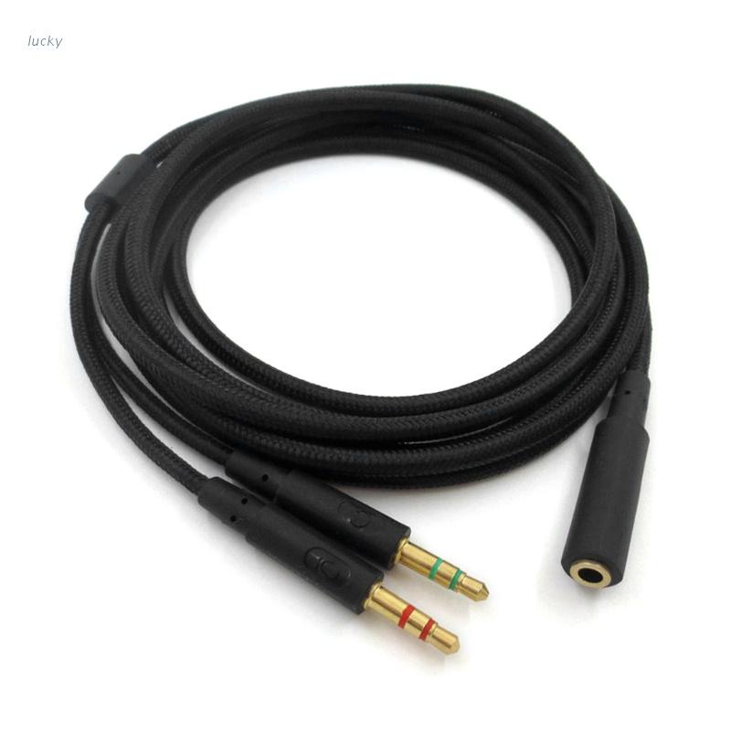 lucky* 2020 New Replacement 3.5mm Universal 2 in 1 Gaming Headset Audio- Extend Cable For HyperX Cloud II/Alpha-/Cloud Flight/Core Headphone For Computer