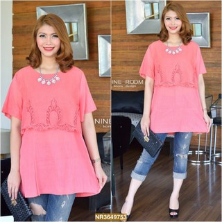 Granddesignplus NR753**สีชมพู**รอบอก 44" KOREA THIN COTTON BLOUSE