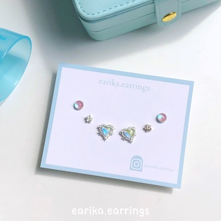 (กรอกโค้ด GG24P ลด 65.-) earika.earrings - blue coral heart set เซ็ตต่างหูก้านเงินแท้ ผิวแพ้ง่ายใส่ได้