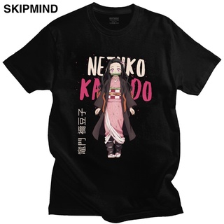 คอลูกเรือเสื้อยืดคอกลมขายดี เสื้อยืดแขนสั้น คอกลม พิมพ์ลาย Nezuko Kamado Demon Slayer Kimetsu no Yaiba สไตล์คลาสสิก สําห