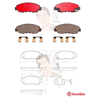 P28 042C ผ้าเบรก F (แท้ BREMBO รุ่น Ceramic) HONDA แอคคอร์ด Accord 2.0 2.2 Vtec(ไฟก้อนเดียว/ 2 ก้อน) ปี1994-1997 /HON...