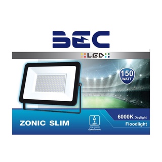 โคมไฟ สปอร์ตไลท์ โคมฟลัดไลท์ LED แสงขาว Daylight 150W/6000K Zonic Slim BEC บีอีซี โคมส่องสว่าง