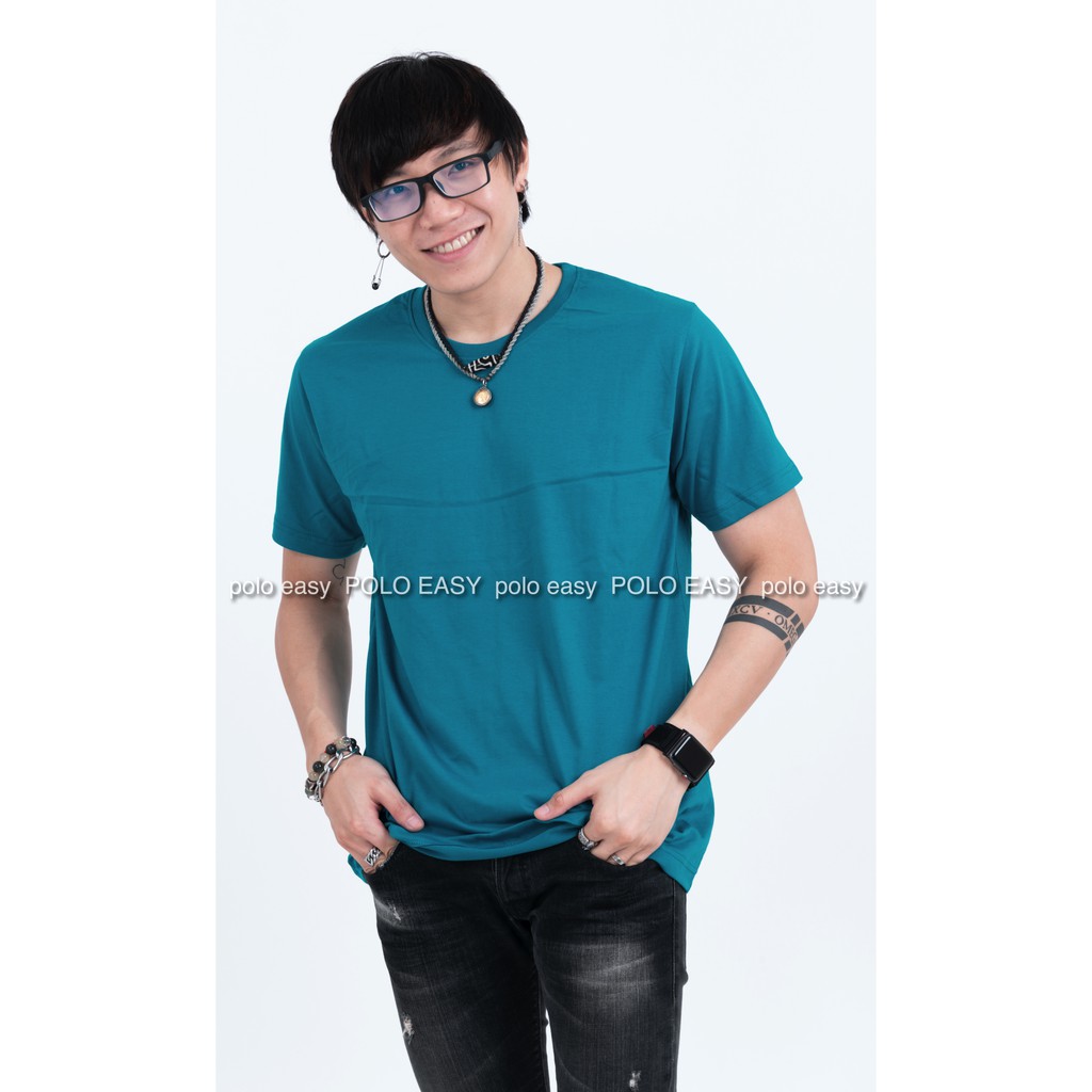 เสื้อยืดแฟชั่น ผู้ชาย T-Shirt Cotton 100% คอกลม แขนสั้น สีเขียวหยก