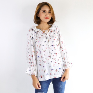 iiMK เสื้อเบลาส์คอกลมผ่า V ผูกโบว์ แขนยาว WKB301 ราคาปกติ 1,790 บาท