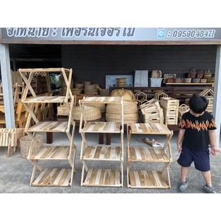 ชั้นวางของไม้สักพับเก็บได้ 3ชั้น4ชั้น5ชั้น
