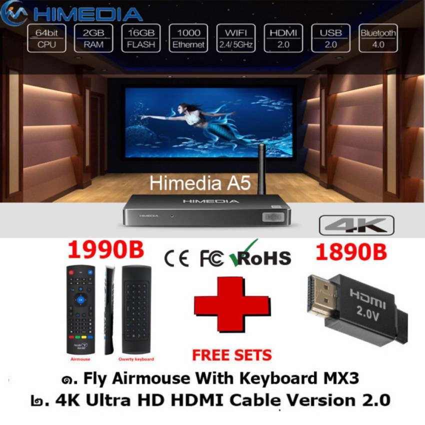 Android Box Pro Present Newest HIMEDIA A5 Amlogic S912 KODI 4K60FPS Media Player Android 6.0 2G/16G 