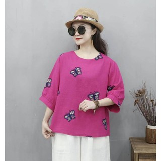 🎀เสื้อคอกลม แขน 3 ส่วน เนื้อผ้า Cotton  สีสัน Colourful ต้อนรับ Summer เรยค่ะ เนื้อผ้าดี สวมใส่สบาย ใส่ไม่ร้อนค่ะ💰
