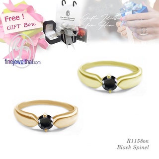 Finejewelthai-แหวน-แหวนนิล-นิลแท้-แหวนเงินแท้-แหวนพลอย-พลอยประจำเดือนเกิด-Black-Spinel-Silver-Ring-R1131on