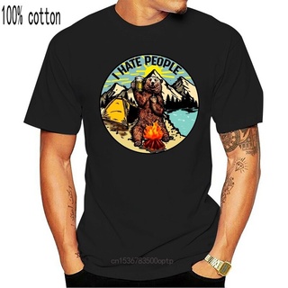 [COD]เสื้อยืดคลาสสิก ลาย I Hate People Bear Drink Beer And Camping Oddnf00Biekgd35