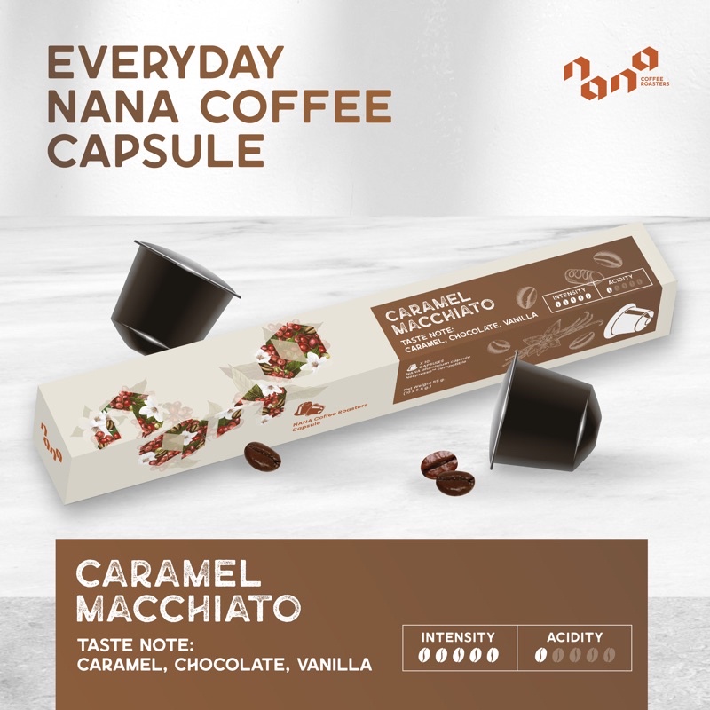 กาแฟแคปซูล for Nespresso Compatible Caramel Macchiato Coffee Capsule(Caramel,Chocolate,Vanilla) - Na