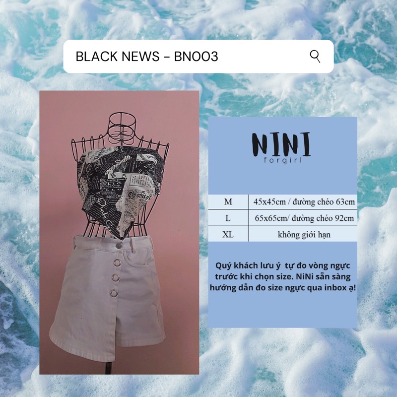 Bandana Bandana Bandana | BN003 | ผ้าโพกหัว | เน็คไทหน้าอกลายข่าวสีดํา