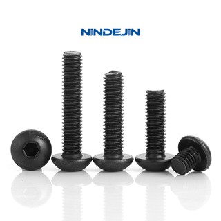 NINDEJIN M5 M6 20-30 ชิ้น / ล็อต ISO7380 Hex สกรูหัวปุ่มสีดำ Hex ซ็อกเก็ตหมวกสกรูซ็อกเก็ตหกเหลี่ยมสกรูหัวกลม