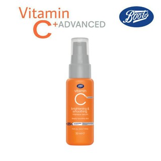 Boots Vitamin C Advance Serum วิตามินซี แอดวานซ์ ไบร์ทเทนนิ่ง แอนด์สมูทติ้ง อินเทนซีฟ ซีรั่ม ขนาด 30 มล