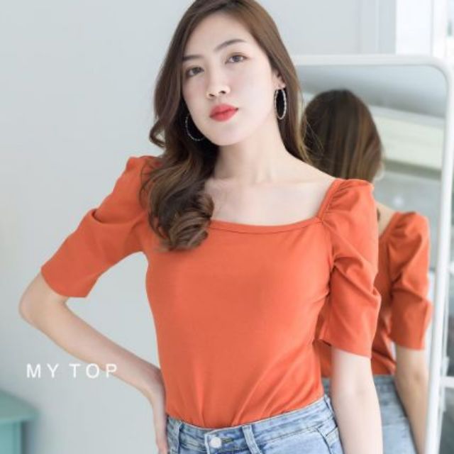 MY​TOP​💋Code: G191 เสื้อยืดแขนศอก แต่งสม๊อกแขน งานสวยน่ารักมากค่ะ