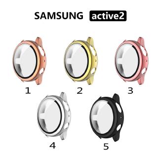 เคสกระจกนิรภัย PC แบบแข็ง บางพิเศษ ป้องกันหน้าจอ สําหรับ Samsung Galaxy Watch Active 2 40 มม. 44 มม.