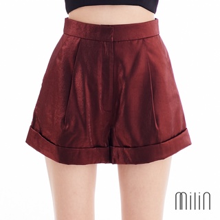 [MILIN] Tender Shorts High waist metallic wide leg shorts กางเกงขาสั้น ทรงบาน เอวสูง ผ้าเมทาลิค