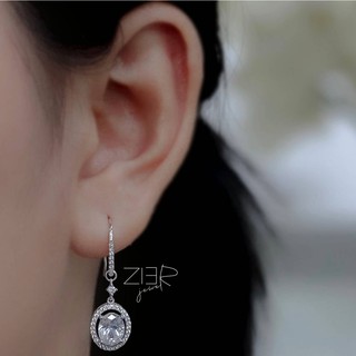 ต่างหูระย้าเงินแท้ 925 ประดับพลอยCZ Earring Silver 925 With Cubic Zirconia-(E07150216)