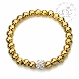 555jewelry สร้อยข้อมือเอ็นยืด ตกแต่งบอลสแตนเลสประดับเพชร CZ รุ่น MNC-BR446 - สร้อยข้อมือผู้หญิง สร้อยข้อมือสวยๆ (BR27)