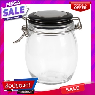 ขวดโหลแก้วกลม-M ฝาสปริงขอบดำ ขวดโหล ROUND GLASS CANISTER WITH SPRING LID M BLACK