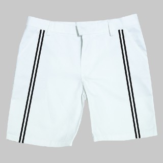 กางเกงขาสั้นผู้ชาย WHITE-011 ลายเส้นตรง 2 เส้น(เอวตะขอ) // ทรงกระบอกเล็ก // Size 28" - 44"