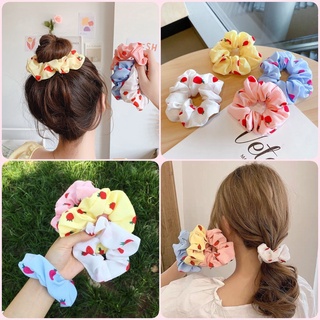 Korean Style Strawberry Large Intestine Hair Ring Female Ins Girl Hair Accessories Simple Chiffon Fabric Tie Head Rubber Band Super Fairy