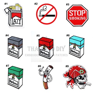 ตัวรีดติดเสื้อ ตัวรีด ลายการ์ตูน สูบบุหรี่ WOP Smoking Cigarette Patch งานปัก DIY ตัวรีด อาร์มติดเสื้อ ตัวรีดติดกระเป๋า