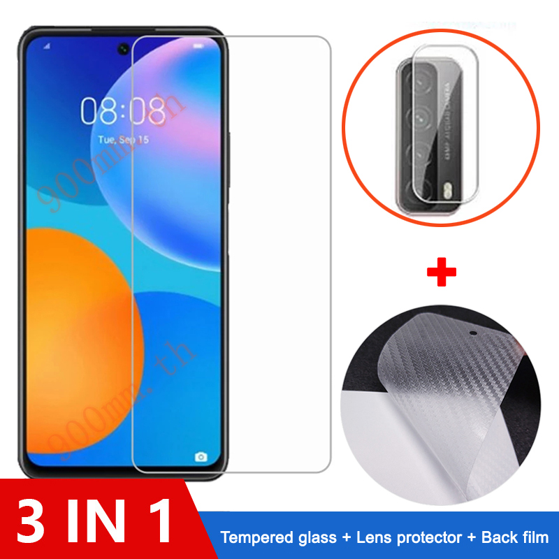 Screen Protectors 16 บาท 3-in-1 ฟิล์มกระจก Huawei Y7A กระจกนิรภัย Huawei Y9s Y6s Y9 Prime 2019 Y8P Y7P Y6P Y5P ป้องกันหน้าจอ ฟิล์มกระจกกันเลนส์กล้อง & ฟิล์มหลัง Mobile & Gadgets