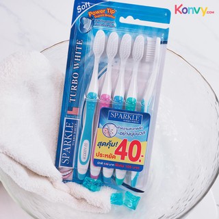 5ด้าม Sparkle Turbo White Toothbrush สปาร์คเคิล เทอร์โบไวท์ แปรงสีฟัน