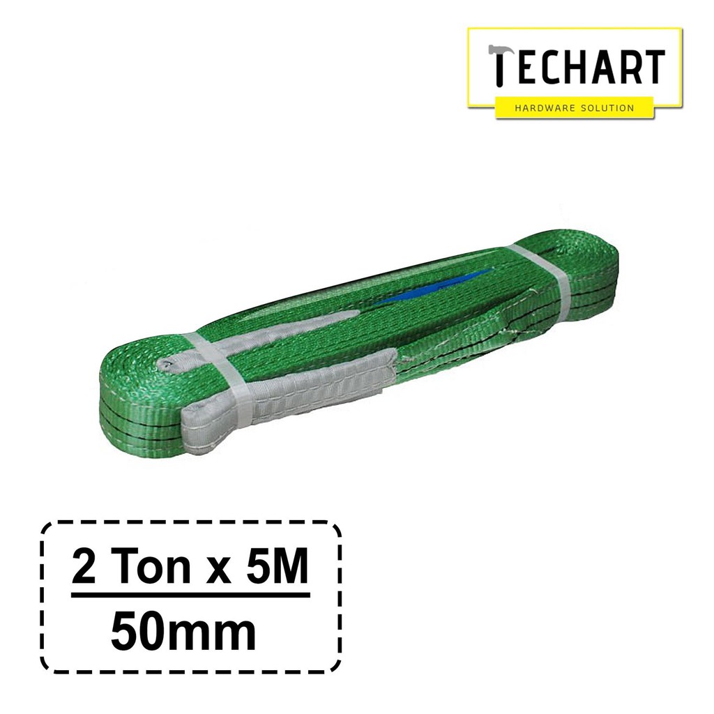 GREEN Flat Webbing Sling Lifting Sling Strap 50 mm (Safety Factor 6:1) Max. 2 ตัน x 5 เมตร [สลิงตาแล