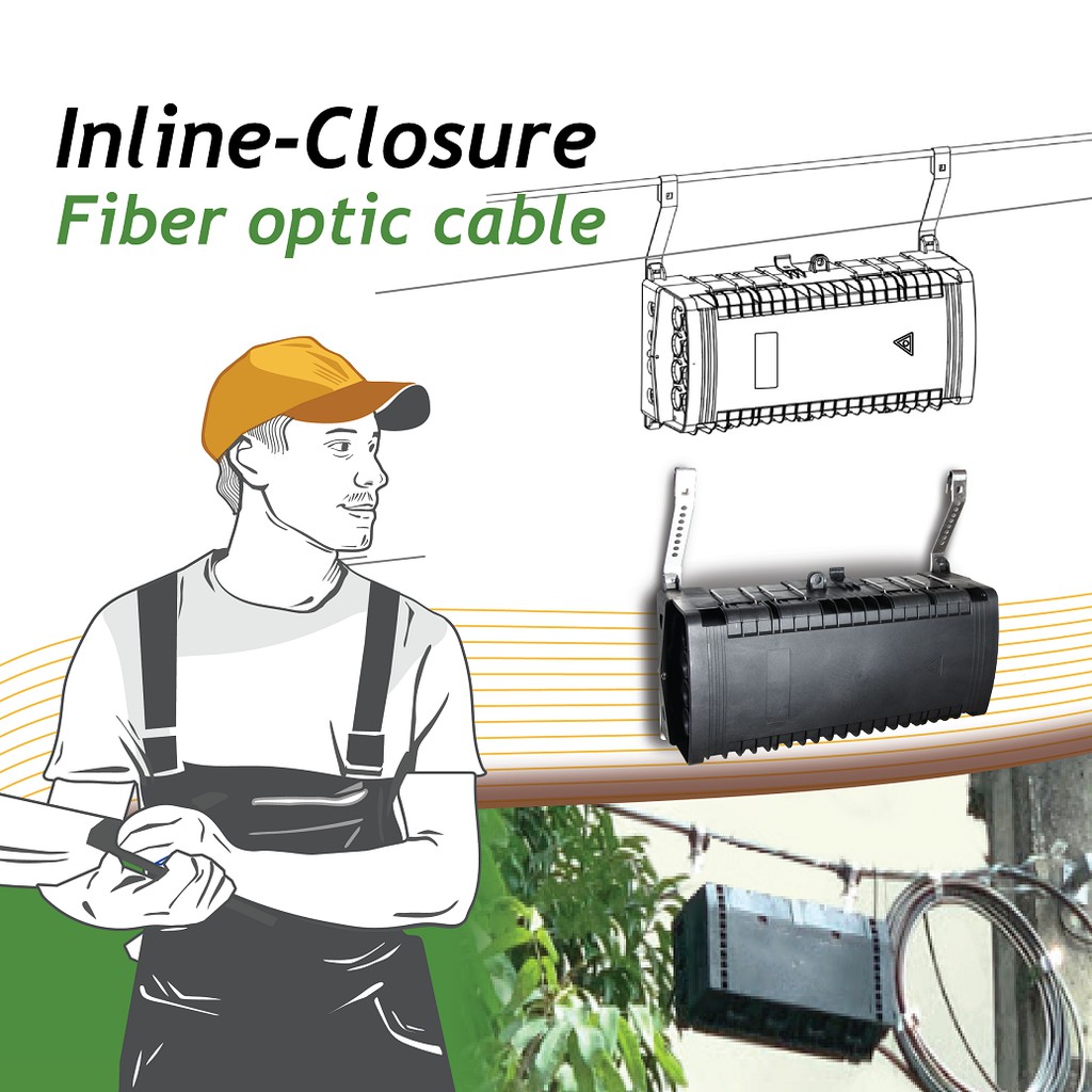 Closure fiber optic 48 Core Inline Clamp type (กล่องพักสายไฟเบอร์)(24Corex2 tray) BISMON