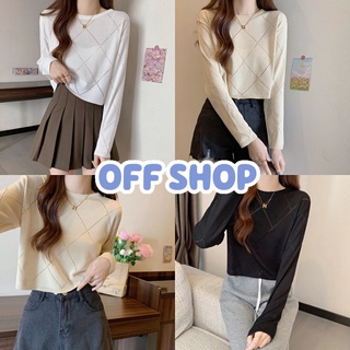 OFF SHOP พร้อมส่ง (OFF-98102) เสื้อไหมพรมแขนยาว คอกลม ผ้านิ่มใส่สบายน่ารักน่ารัก