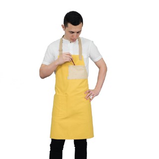 Han&amp;Co.PEBBLE APRON Apricotผ้ากันเปื้อนคล้องคอรุ่นPEBBLE สีเหลืองแอปริคอต