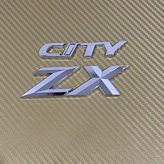 โลโก้* City+ZX ( 1 ชุด มี 2 ชิ้น ) สีชุบโครเมี่ยม