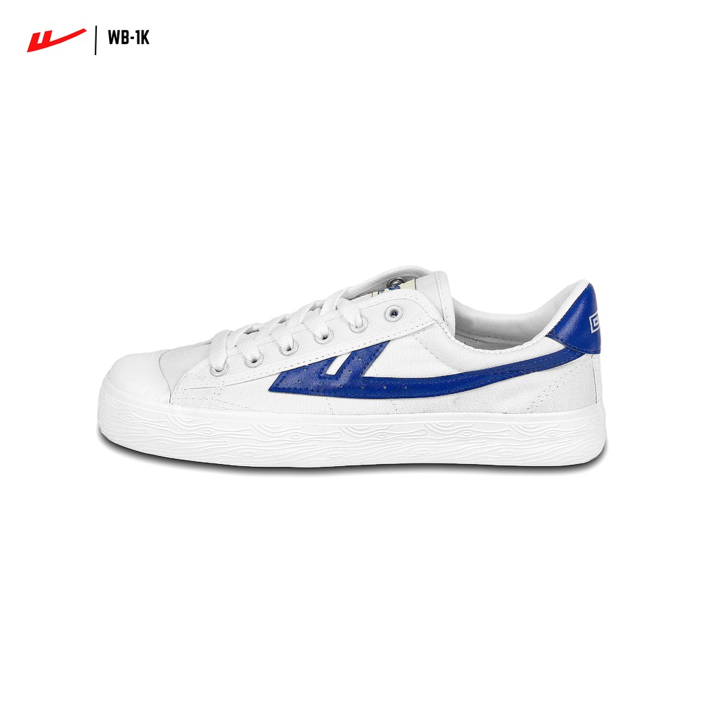 Warrior Shoes Sneaker รองเท้าผ้าใบ รุ่น WB-1K (ก้างปลา, ก้างน้ำเงิน, ก้างฟ้า) รองเท้า Warrior สี White/Blue