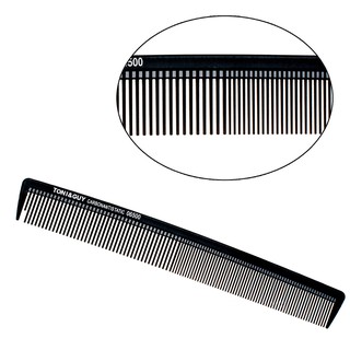 TONI&amp;GUY หวีรองตัดผม 2 ด้าน สำหรับช่างตัดผม รุ่น Carbon Antistatic Comb 06500 กว้าง 3 ยาว 22 สูง 0.4 ซม. ช่างตัดผม- สีดำ