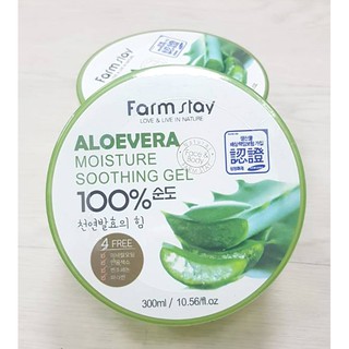 Farm Stay Aloevera Moisture Smoothing Gel 100% ฟาร์มสเตย์ เจลว่านหางจระเข้ 100% ล็อตใหม่ล่าสุดหมดอายุ05/11/2022