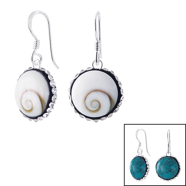 [พร้อมส่ง] Turquoise earrings shiva eye crystal silver ต่างหูเงินแท้ ใส่แล้วไม่แพ้ เงินแท้925 ไม่ชุบ