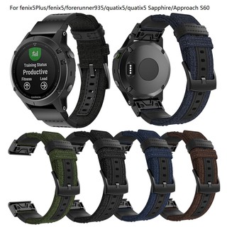 For Garmin Fenix 5/5 Plus/Forerunner935/Quatix5/5 Sapphire/Approach S60 Nylon Band Watch Strap Replacement Accessory