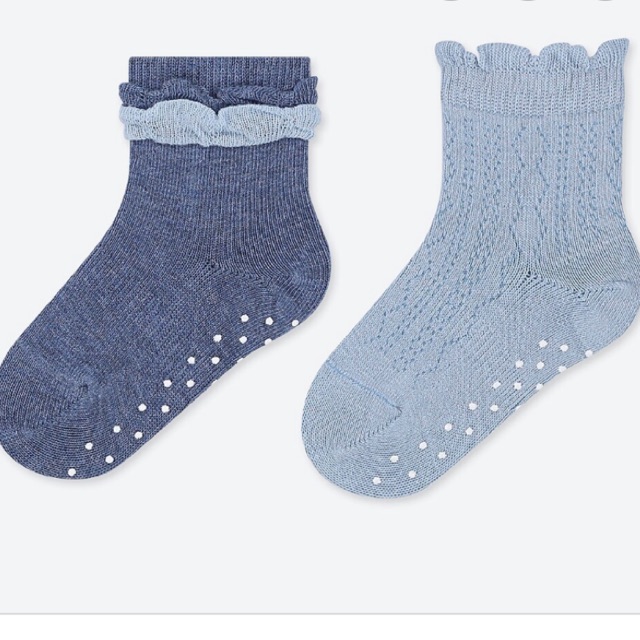 Uniqlo baby socks (2pairs) ยูนิโคล ถุงเท้าเด็ก 2คู่ สีฟ้ากับน้ำเงิน