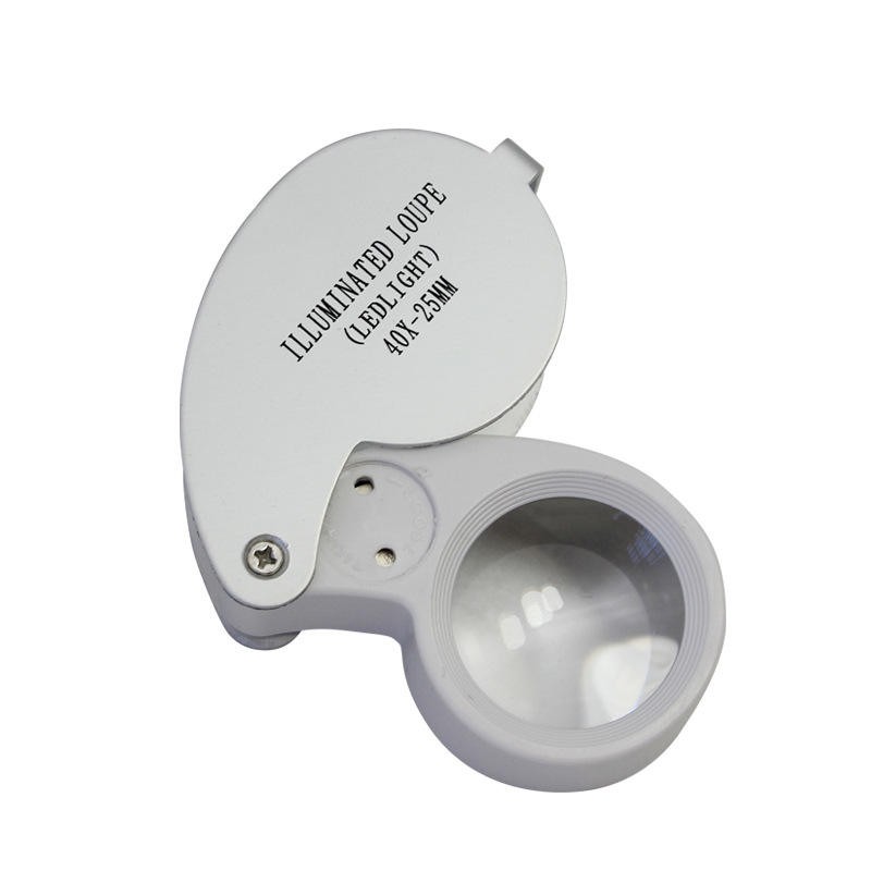 40X25 มิลลิเมตรแก้ว Jeweler แว่นขยายแว่นขยายเครื่องประดับแว่นตา Loupe ในตัวไฟ LED