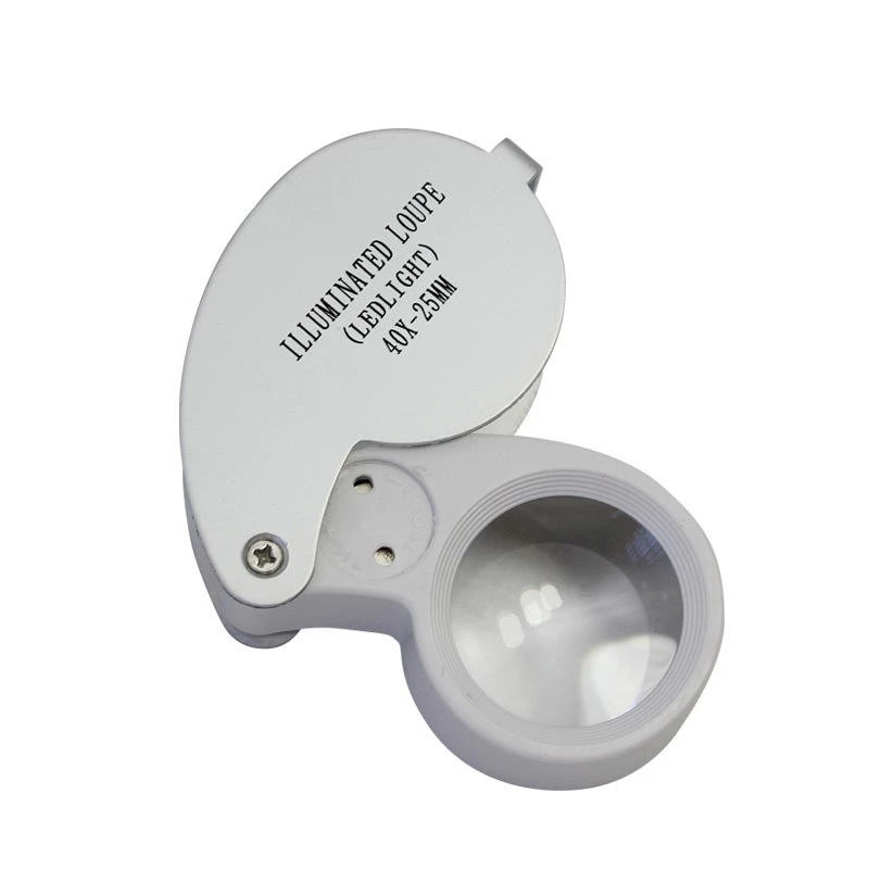 40X25 มิลลิเมตรแก้ว Jeweler แว่นขยายแว่นขยายเครื่องประดับแว่นตา Loupe ในตัวไฟ LED