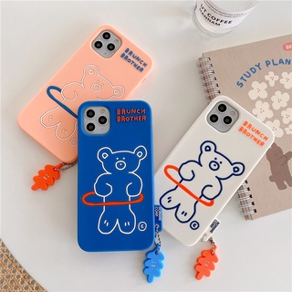 Apple iPhone Case 12 Pro Max 12 Pro 12 12 Mini 11 Pro Max 11 Pro 11 XS Max XR XS X 8 Plus 8 7 Plus 7 หมีฮูลาฮูป เคสโทรศัพท์นุ่มป้องกันรอยสําหรับซิลิก้าเจล Soft Case