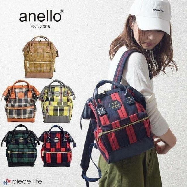 ❌❌SALE❌❌สินค้าปกติเคลียร์สต๊อก Anello Checked Hinge Clasp Mini Backpack แท้💯นำเข้าจากต่างประเทศ(ขนาดmini)