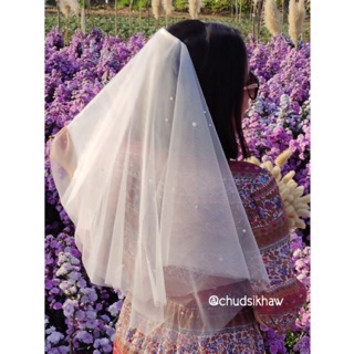 Veil เวลเจ้าสาว 60 cm. ติดมุก งานตัดเย็บสวยเนี้ยบ หวีโลหะ คลุมหน้าได้ พร้อมส่ง(เก็บเงินปลายทางได้)