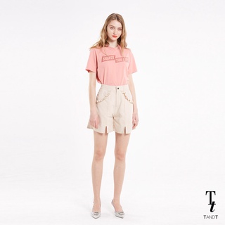 TandT - SHANTE YOU STAY Velvet Screen Cotton T-shirt เสื้อยืด พิมพ์ กัมหยี ตัวอักษร